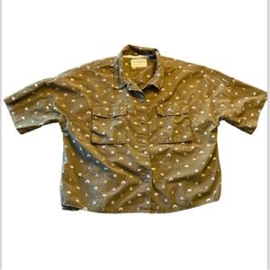 REI Cooperative green boxy short sleeve shirt size large gender neutral